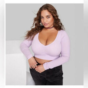 Wild Fable Women's‎ Long Sleeve V-Neck Front Cinch Fitted T-Shirt  Size XXL NWT